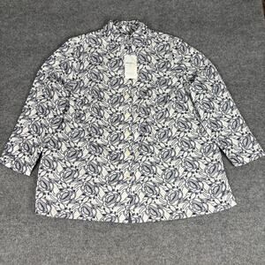 Foxcroft Carolina Plus Floral Allover Eyelet Long Sleeve Shirt Jacket 1X NWT